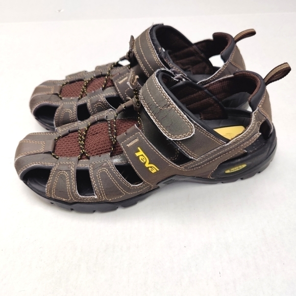 Teva  Forebay Leather Sandals Waterproof Hiking Outdoor Brown Men's Size 12 - Picture 1 of 8